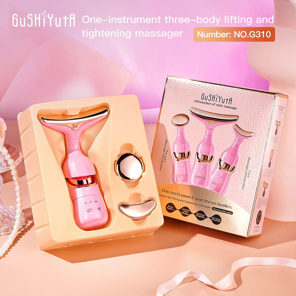 3 In 1 Neck Facial Eye Massager Facial Lifting Face Slimmer EMS Beauty Skin Tightening Device