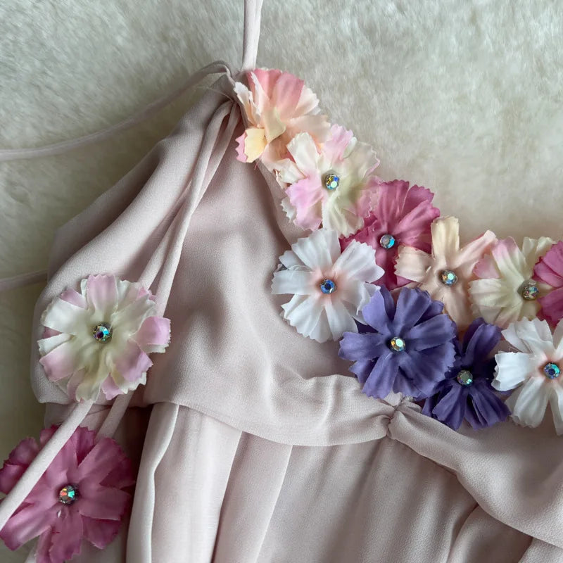 Boho Bloom – Colorful Floral Chiffon Dress