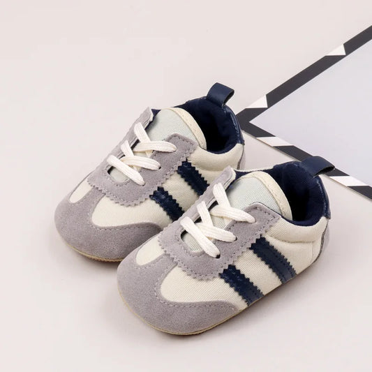 2 Striped soft soled baby girls shoes 0-18M