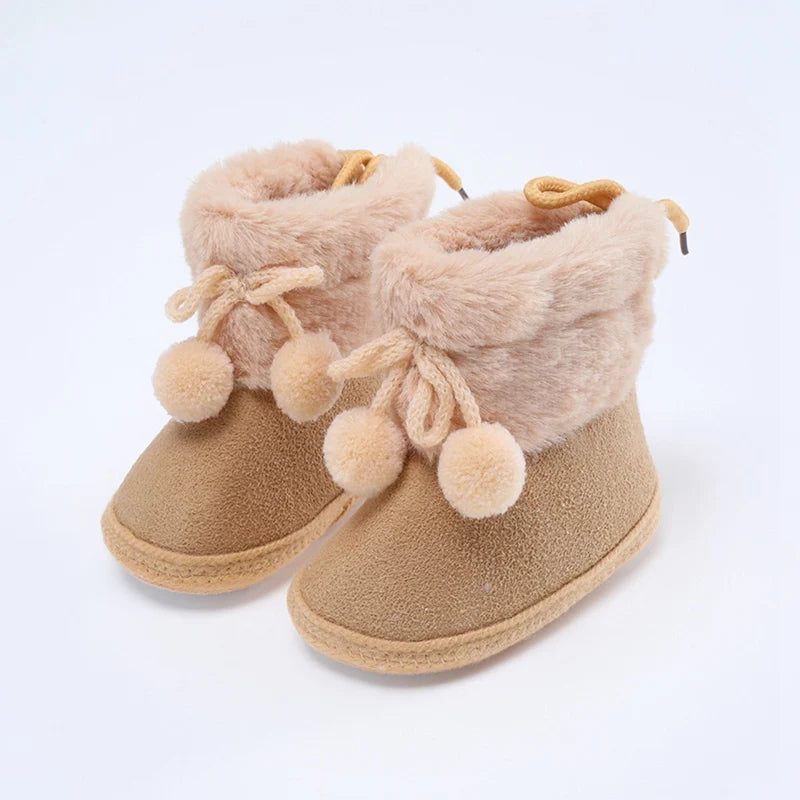 Baywell Winter Furry Snow Boots - Soft Sole Baby Girls