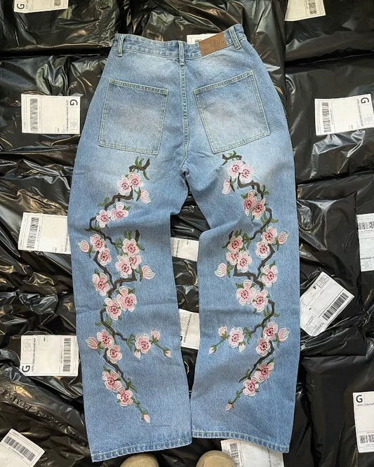Cherry Blossom unisex Hip Hop Jeans