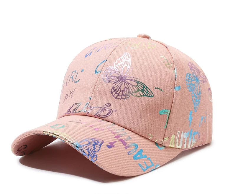 Female Male Sport Butterfly Smiling Face Letter Visors Cap