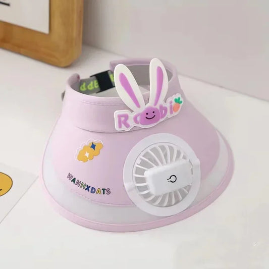 Rabbit Ear Empty Top Fan Hat USB Rechargeable