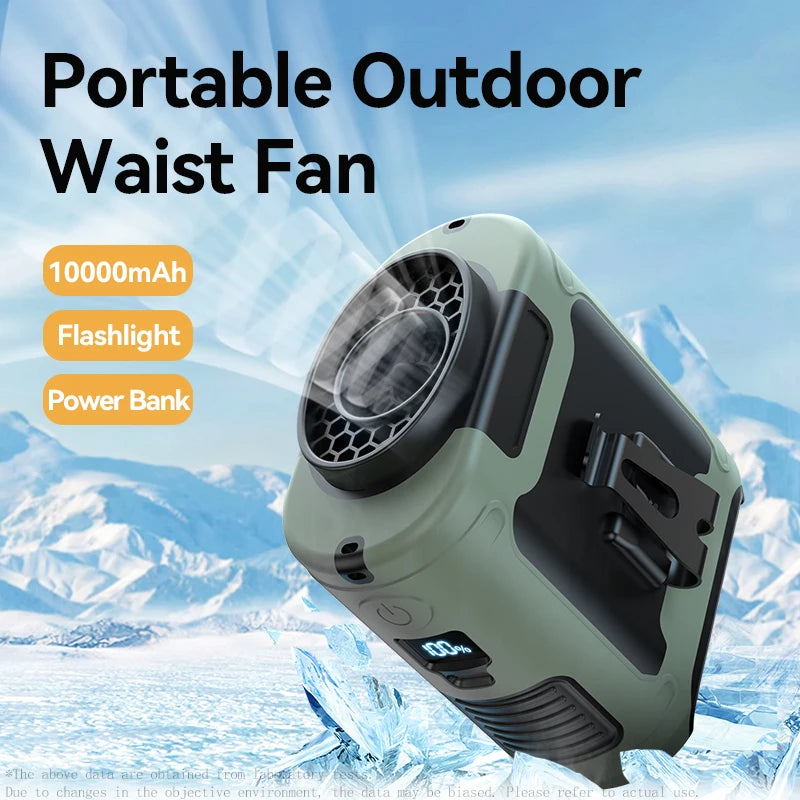 Outdoor Portable Waist Fan,Neck Fan, Hiking Fan 10000mAh