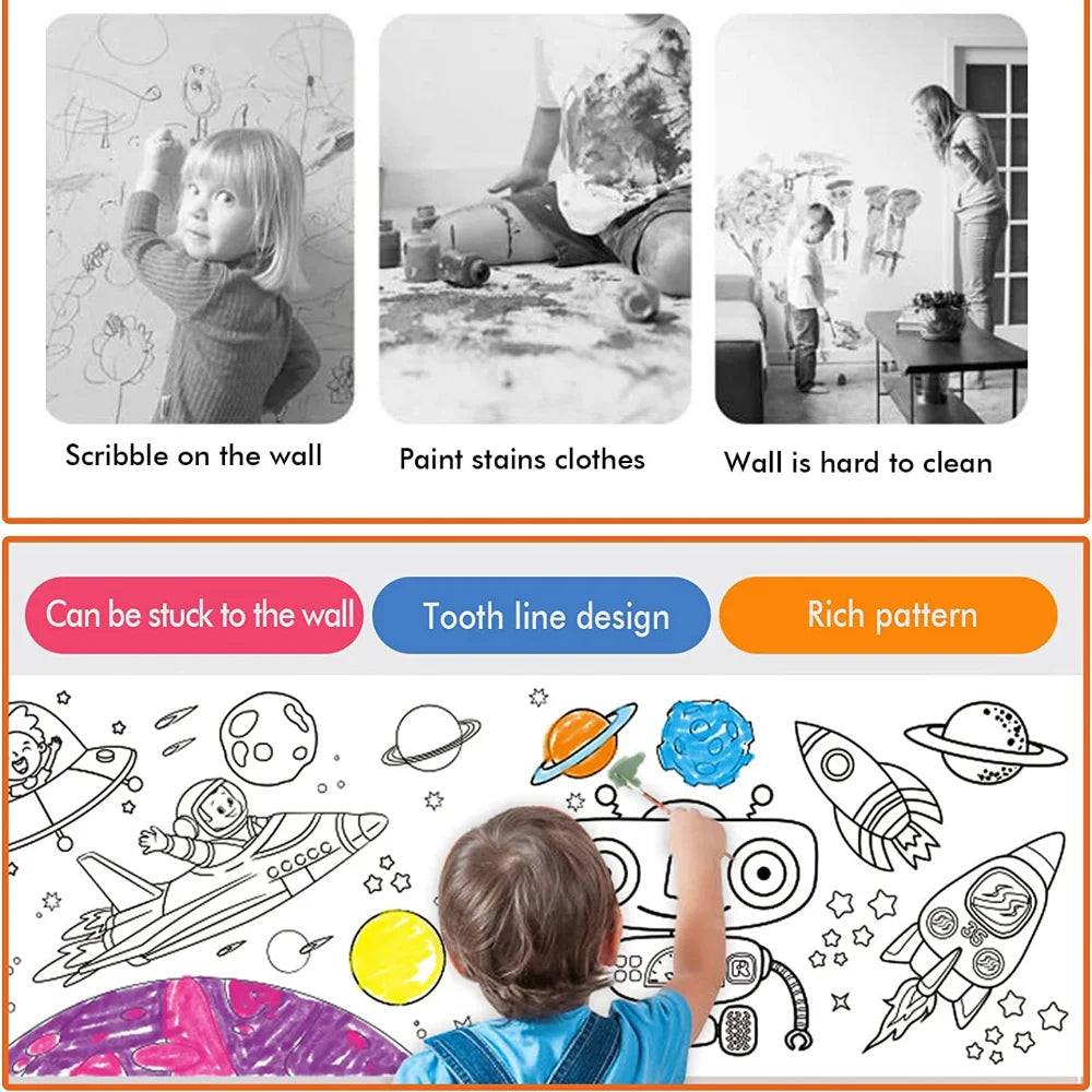 DIY Sticky Drawing Roll Color Filling Paper Educational Toys For Children
