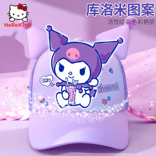 Kuromi Cute Kawaii Wig Braid Summer Hat Kids Children Aged 5-10