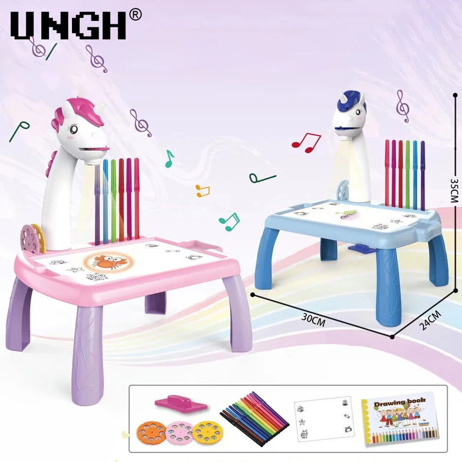 Children led projector drawing table educational board toys for children
