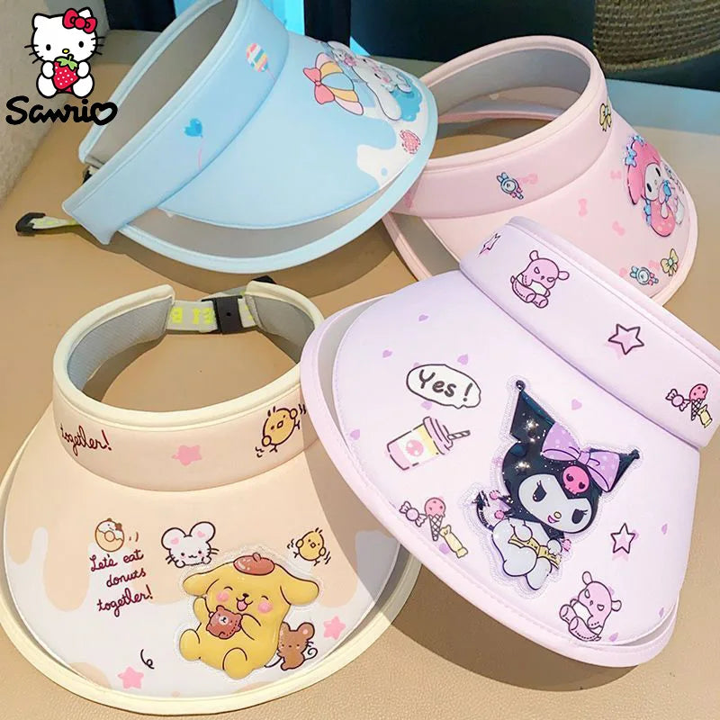 Kuromi Summer Sun Protection kids Hat Hats for Girl Anime