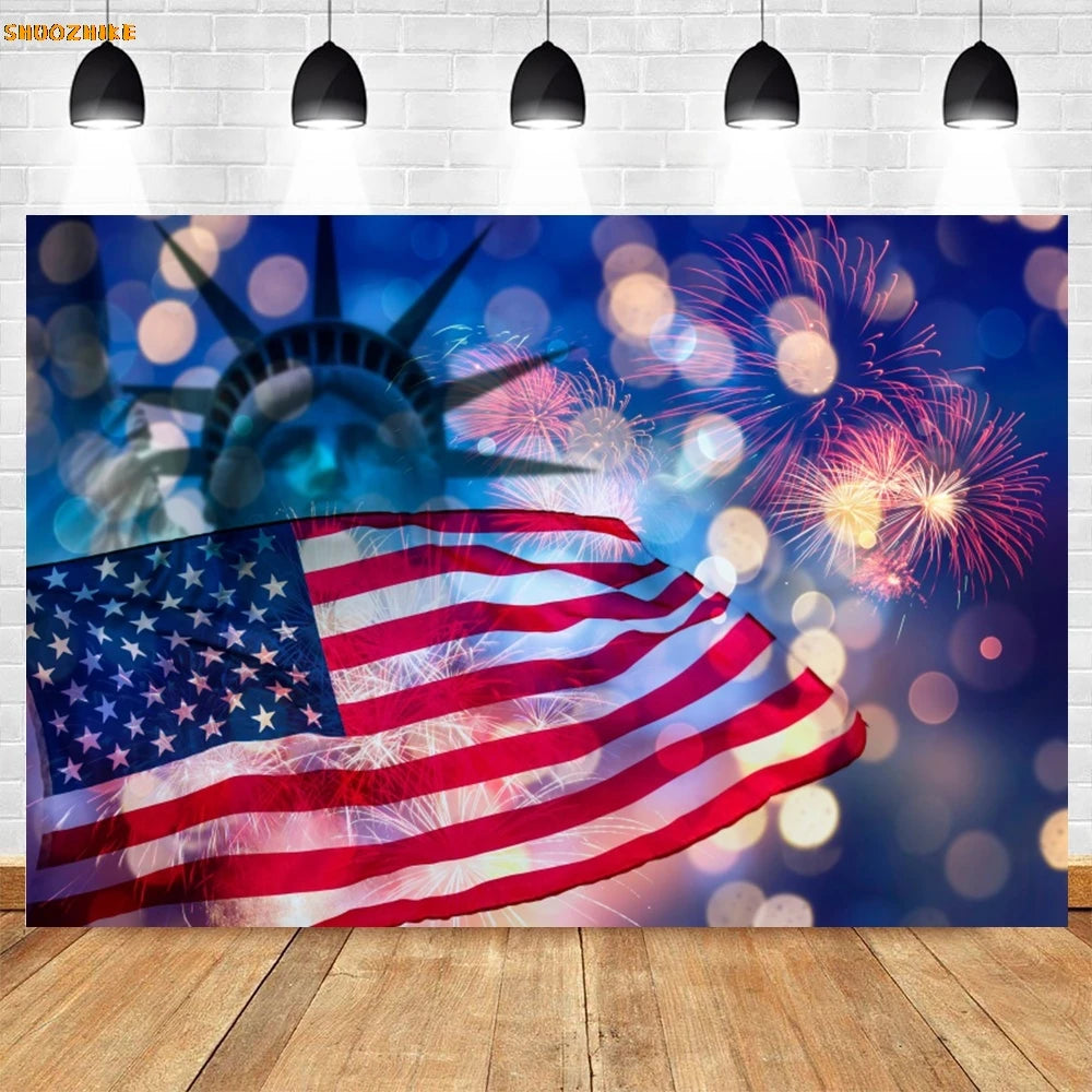 Flag and Balloon 4th Of July Day Photography