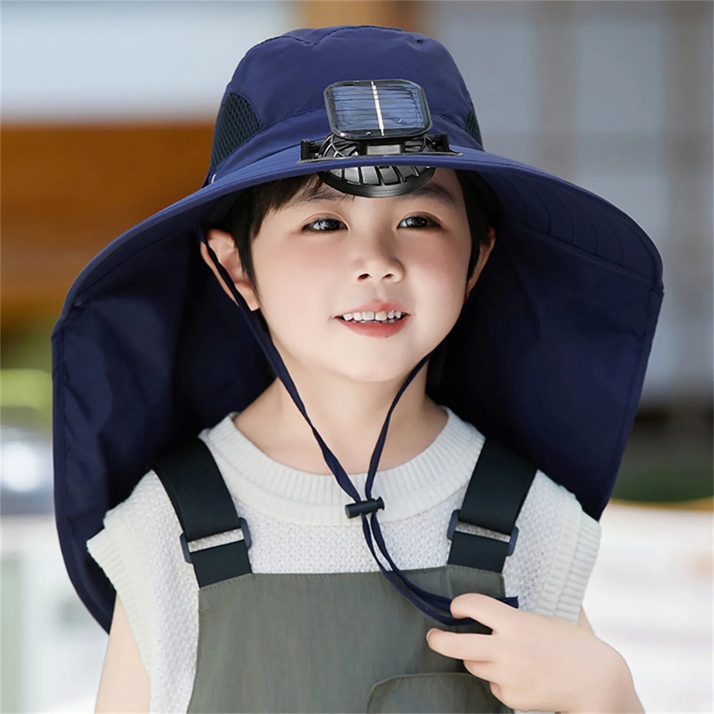 UV Protection Kids Solar/USB Charging Fan Hat For Outdoor activity