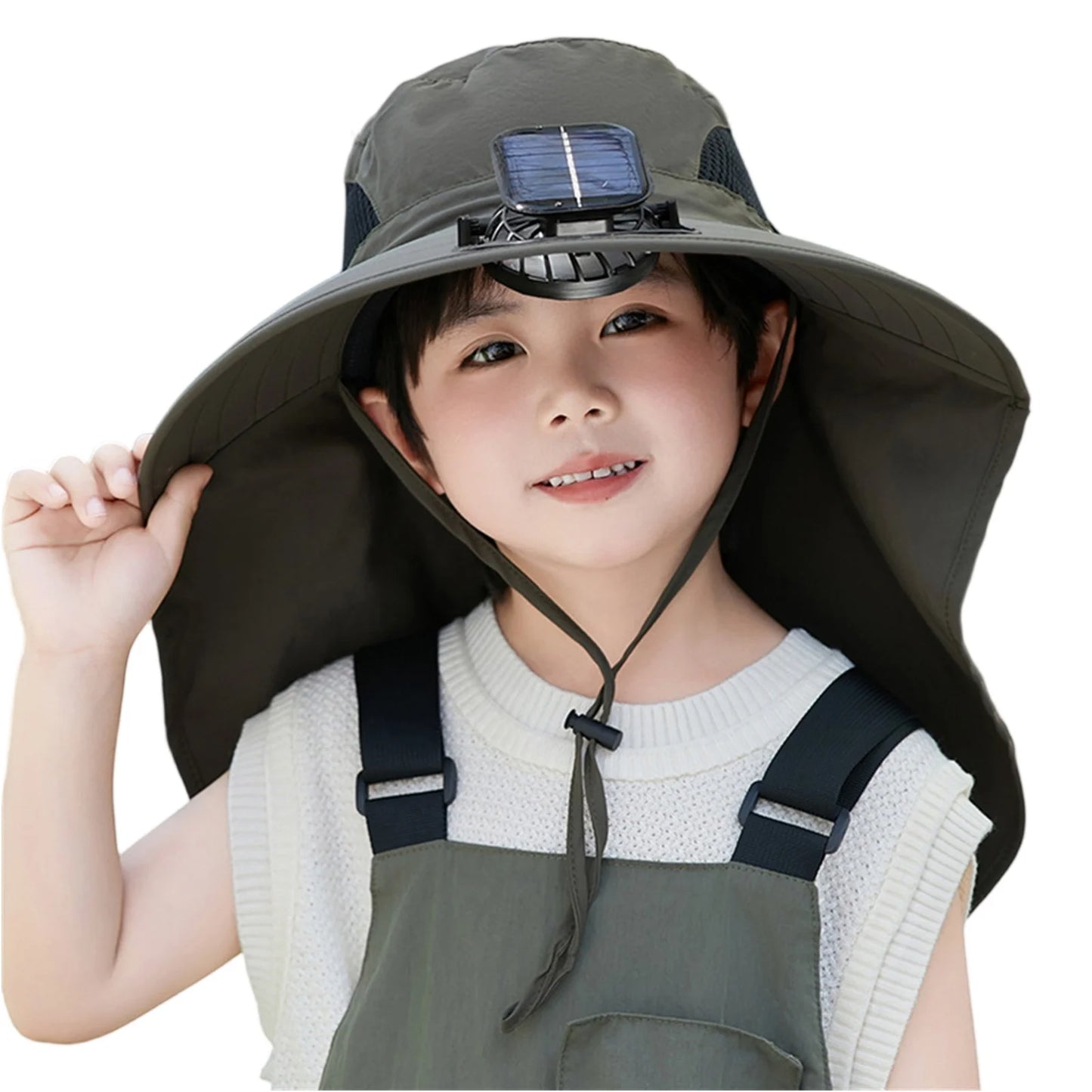 UV Protection Kids Solar/USB Charging Fan Hat For Outdoor activity
