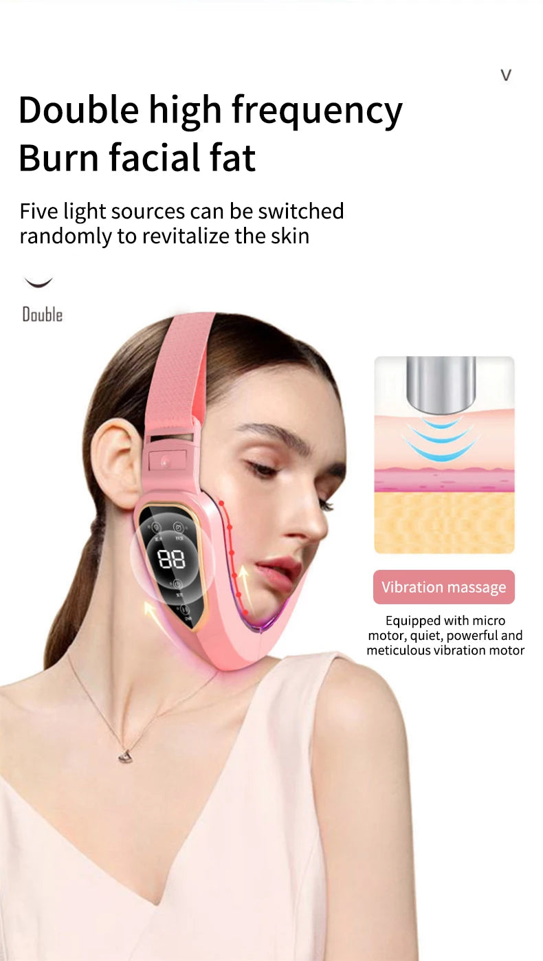 LED Photon Therapy Facial Lifting & Slimming Massager β Heated V-Face Double Chin Reducer & Skin Tightening Device