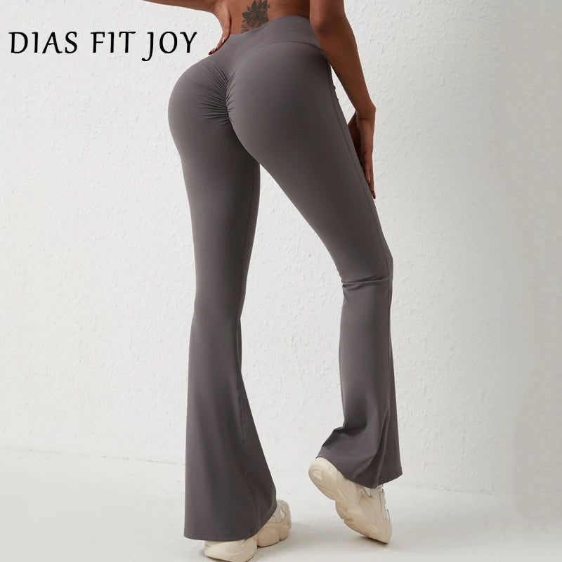 Peach flared yoga pants