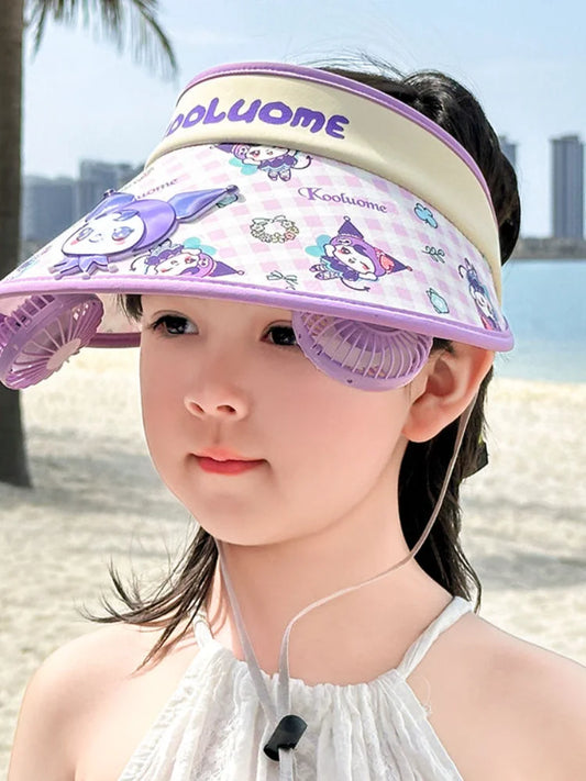 Sunscreen cooling hat with Two chargeable Fan
