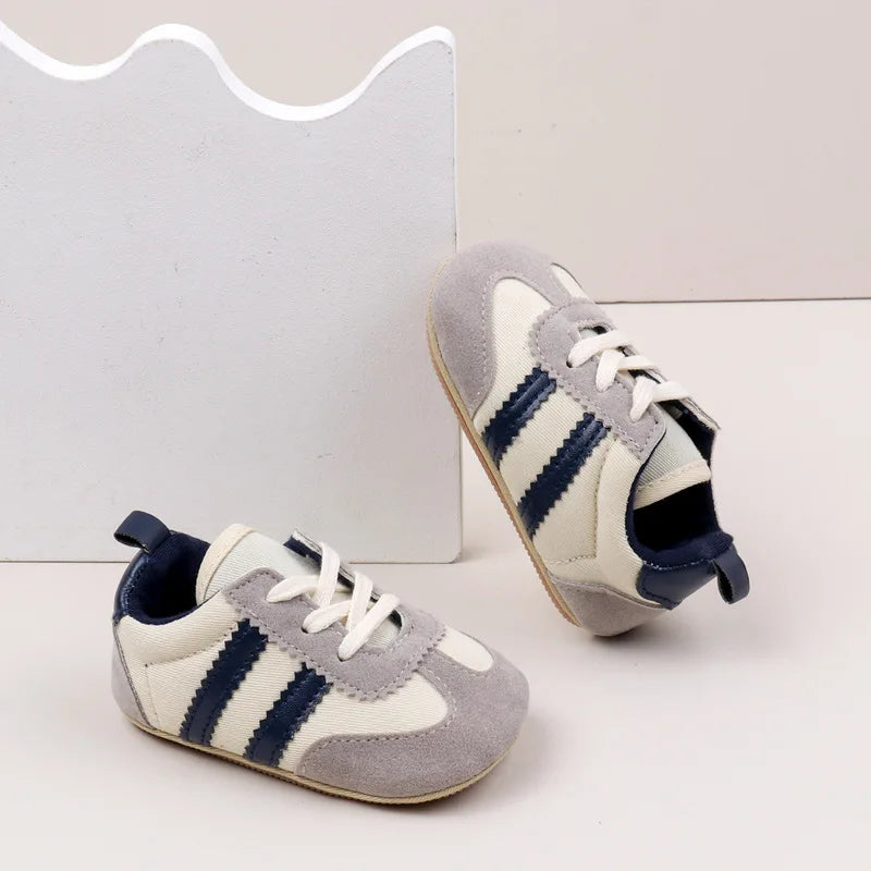2 Striped soft soled baby girls shoes 0-18M