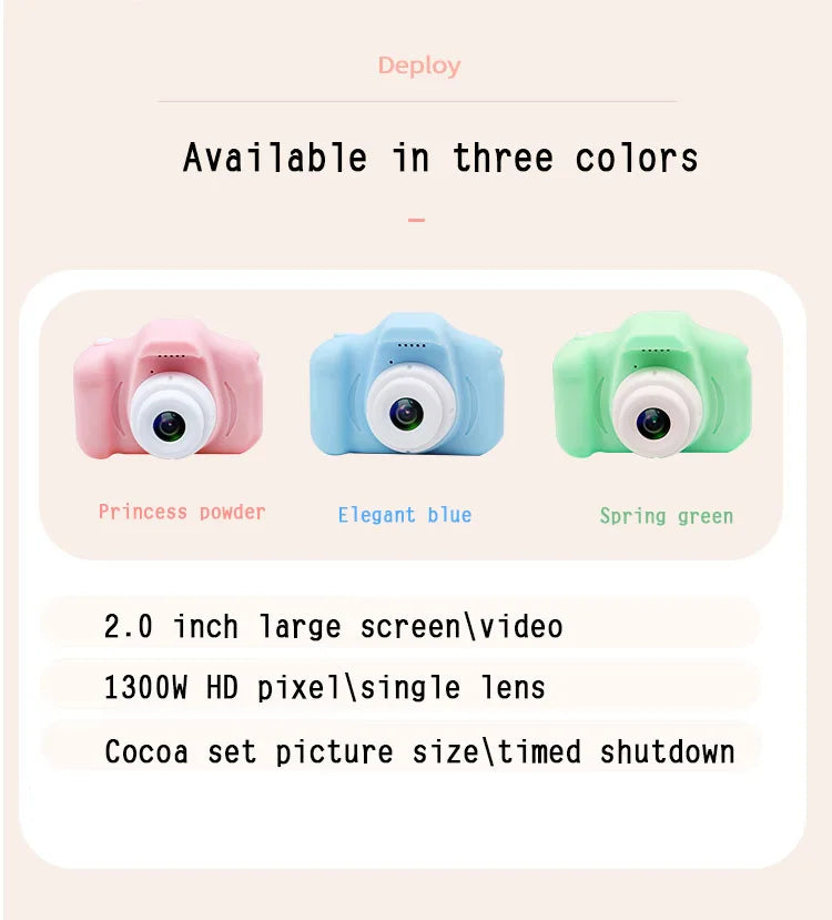 Kids Mini Digital Cameras 1080P HD SLR Camera +TF Memory Card