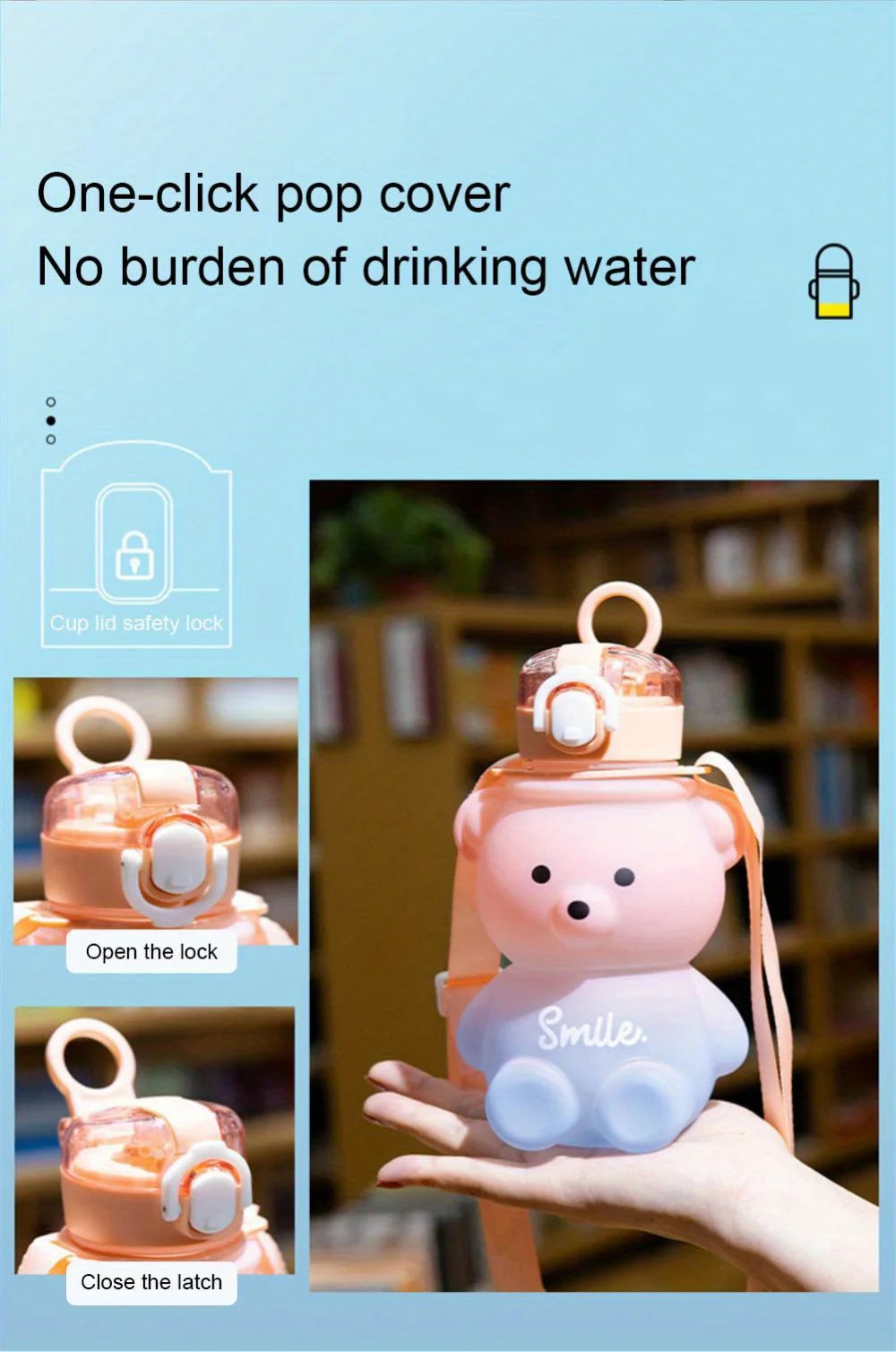 Cute Bear Water Bottle 1pc