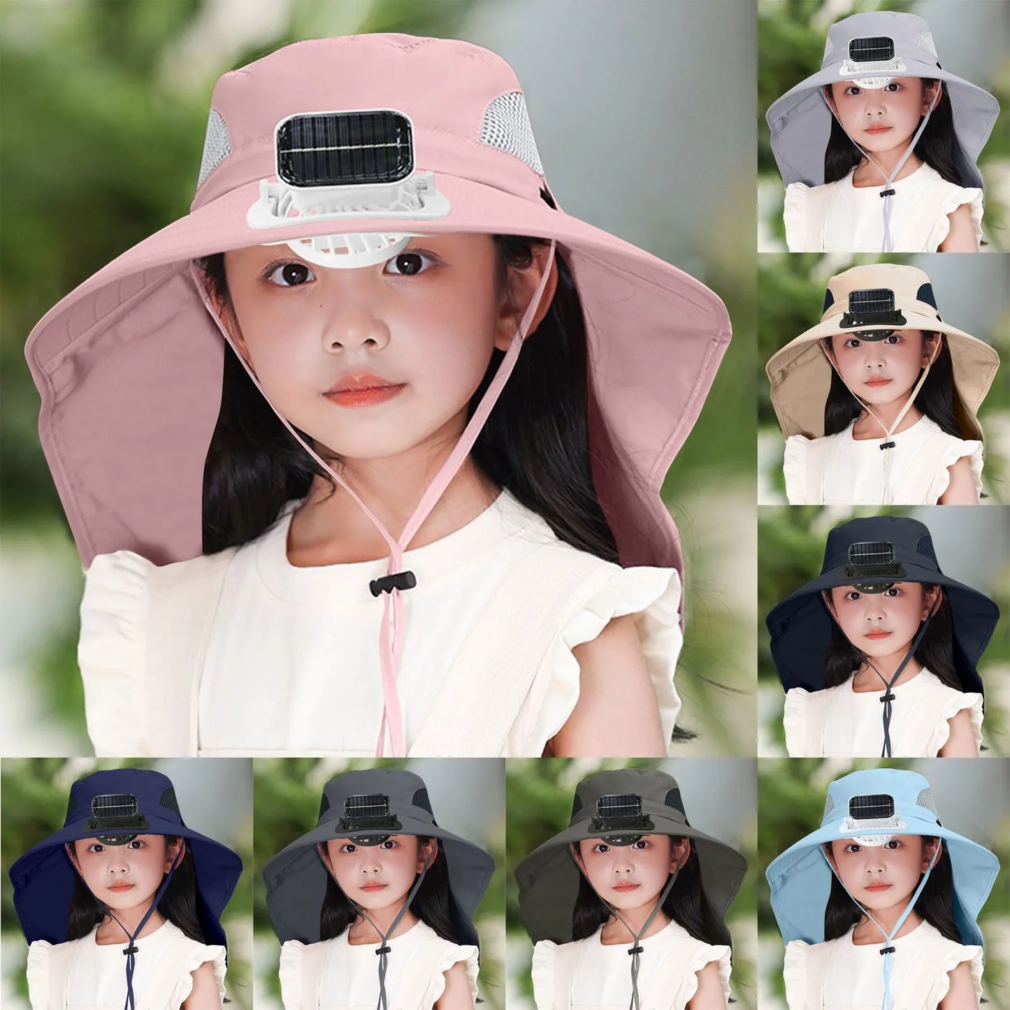 UV Protection Kids Solar/USB Charging Fan Hat For Outdoor activity