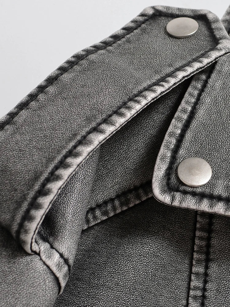 Moto Biker Short Leather Jacket