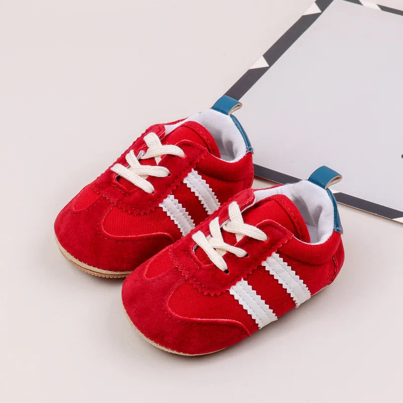 2 Striped soft soled baby girls shoes 0-18M