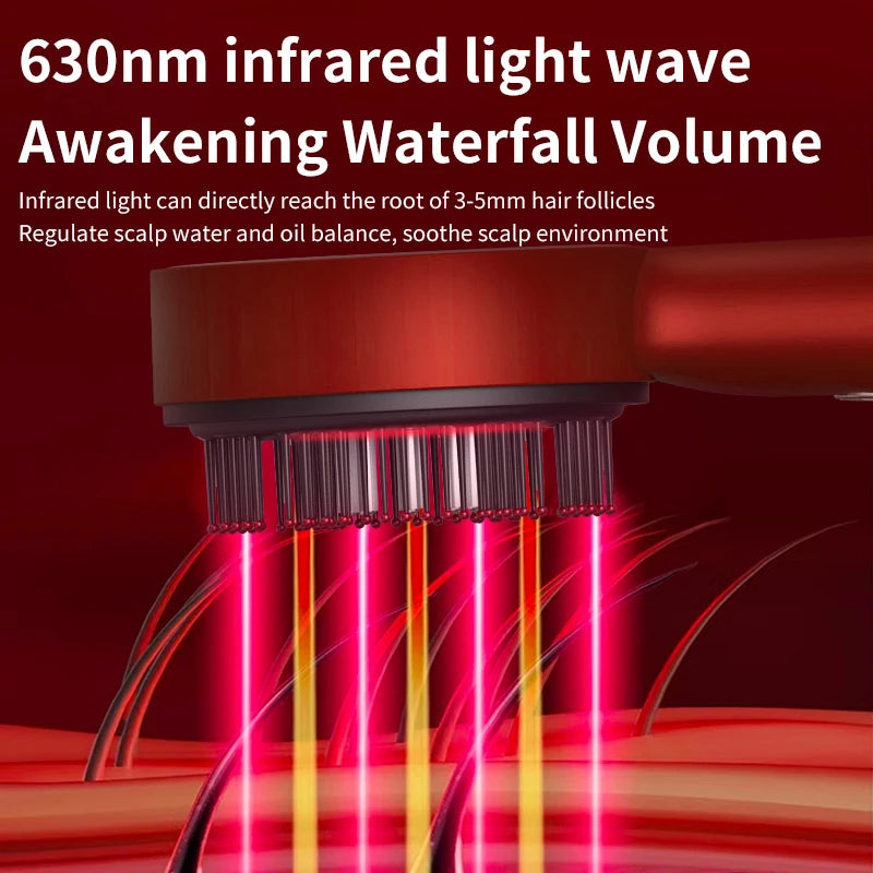 Electric Vibration Massage Comb Red Light Therapy Hair Growth Scalp Massage Brush Oil Liquid Applicator Head Massager