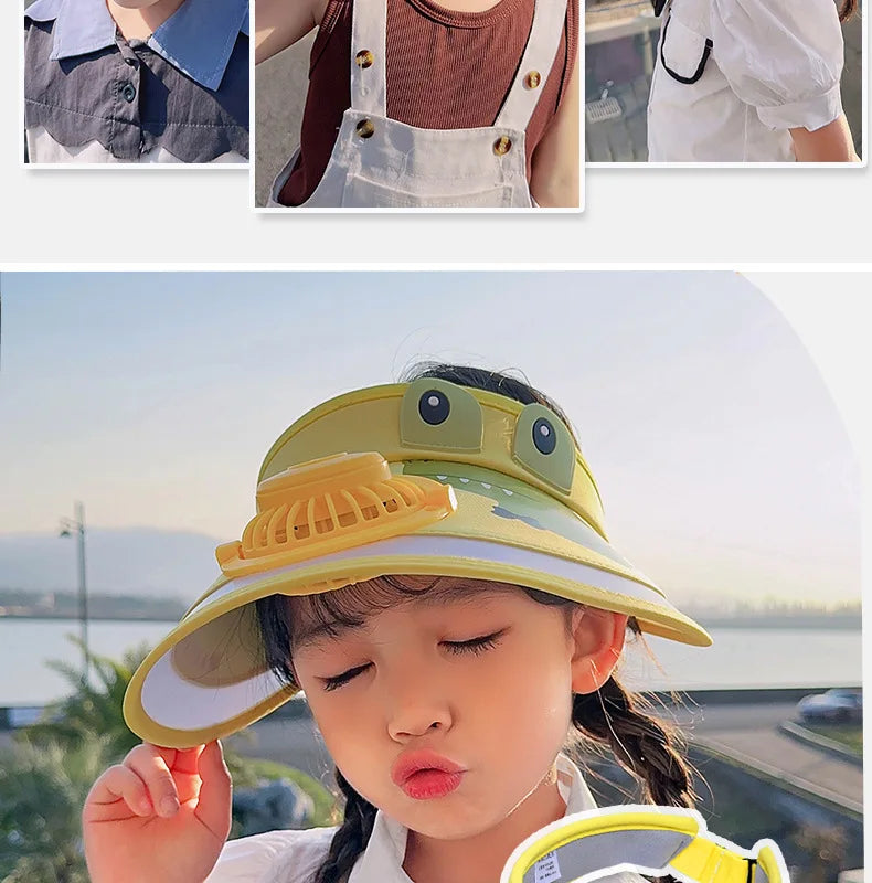 UV Protection Charging Fan Cap