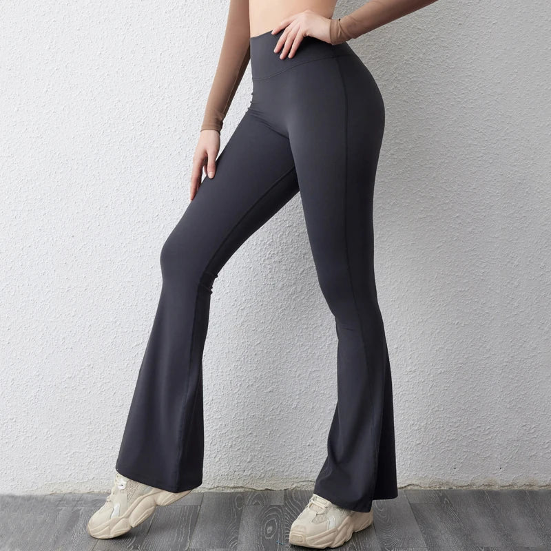 Peach flared yoga pants