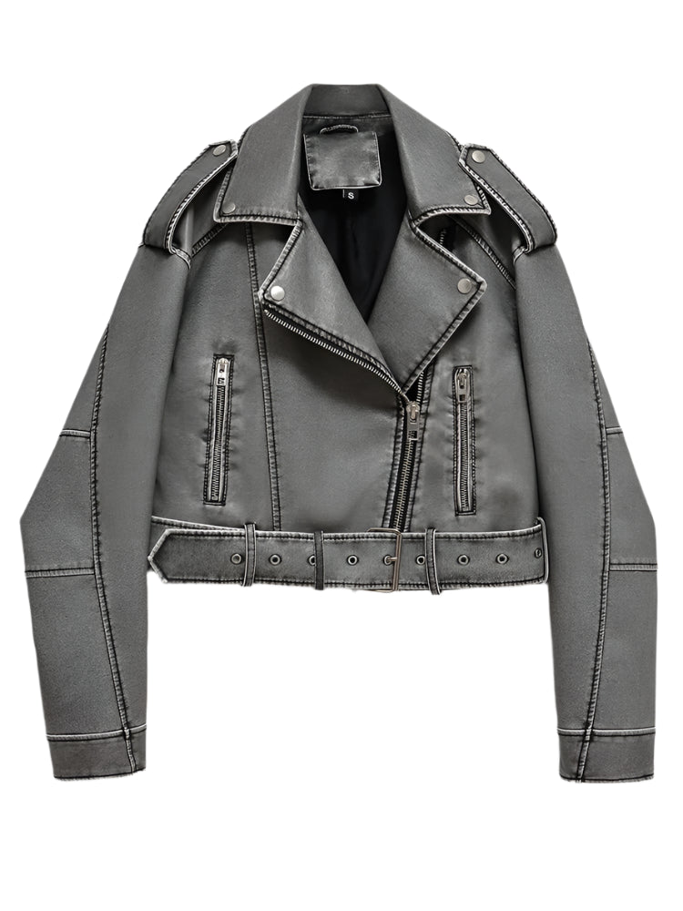 Moto Biker Short Leather Jacket