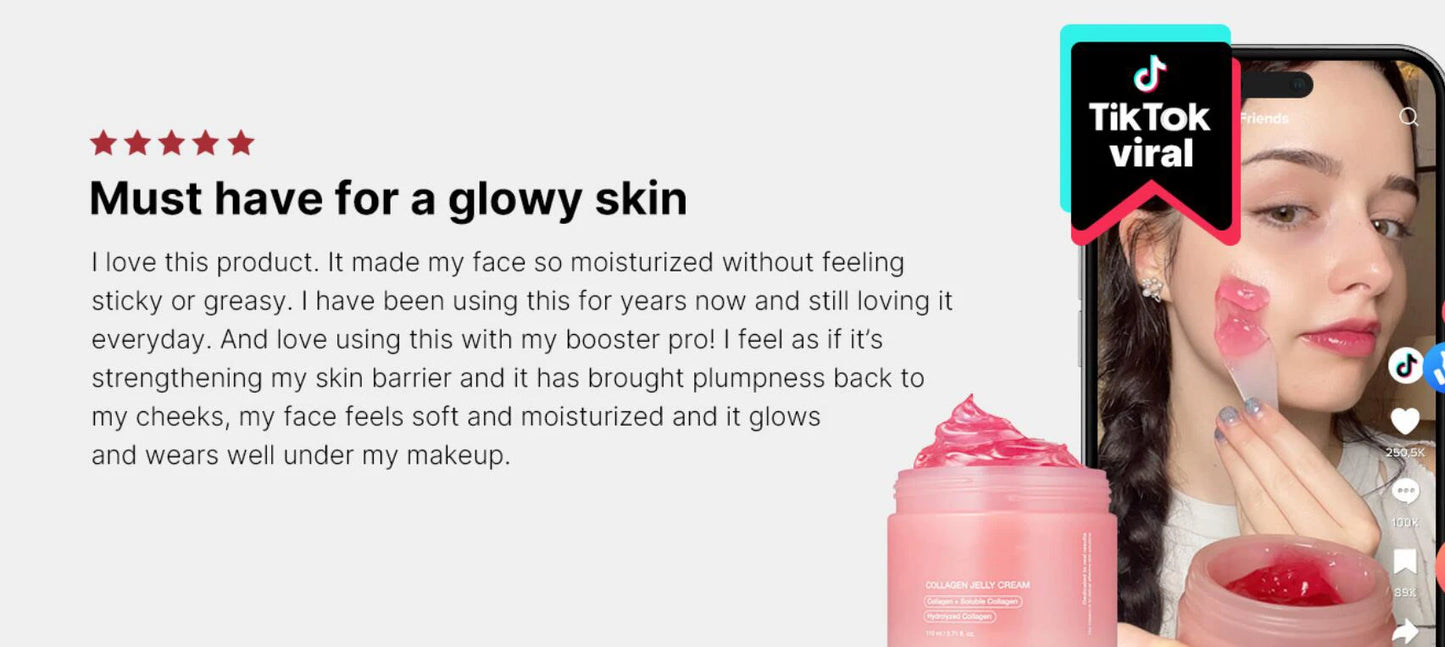 24H Glow & Lift Collagen Jelly Cream with Niacinamide & Hydrolyzed Collagen – Strengthen Skin Barrier, Hydrate & Anti-Aging Moisturizer