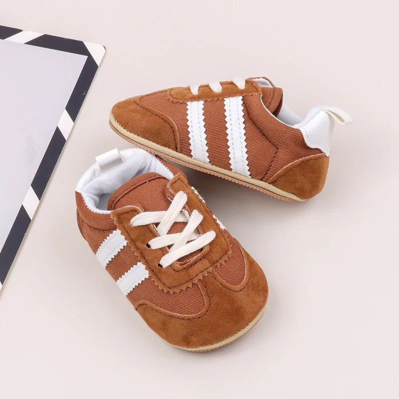 2 Striped soft soled baby girls shoes 0-18M