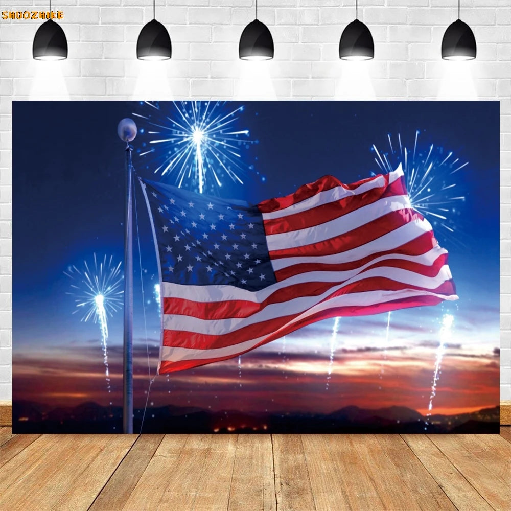 Flag and Balloon 4th Of July Day Photography