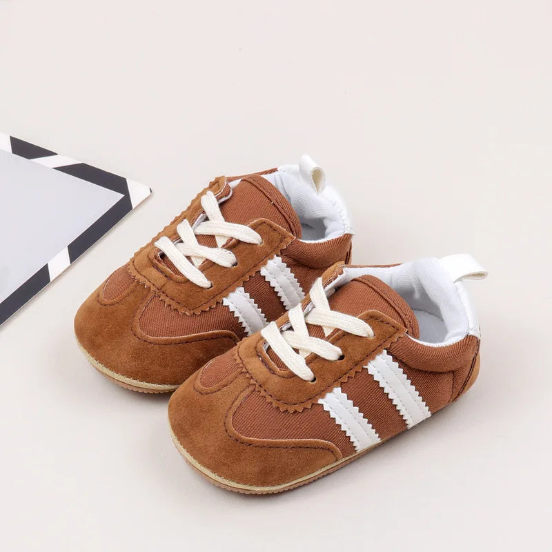 2 Striped soft soled baby girls shoes 0-18M