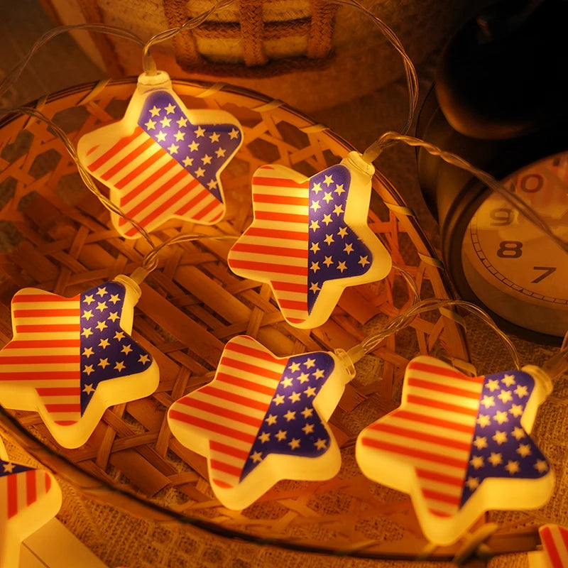 USA Flag Patriotic LED String Lights