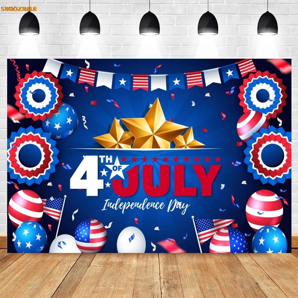 Flag and Balloon 4th Of July Day Photography