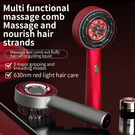 Electric Vibration Massage Comb Red Light Therapy Hair Growth Scalp Massage Brush Oil Liquid Applicator Head Massager