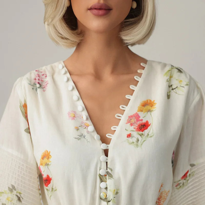 Garden Whisper – Loose Floral Beach Dress