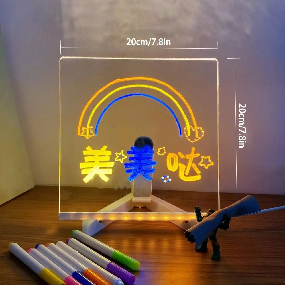 LED Note Acrylic Drawing Board Night Light With Colorful 7 Pens