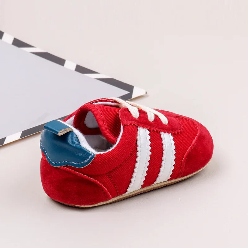 2 Striped soft soled baby girls shoes 0-18M