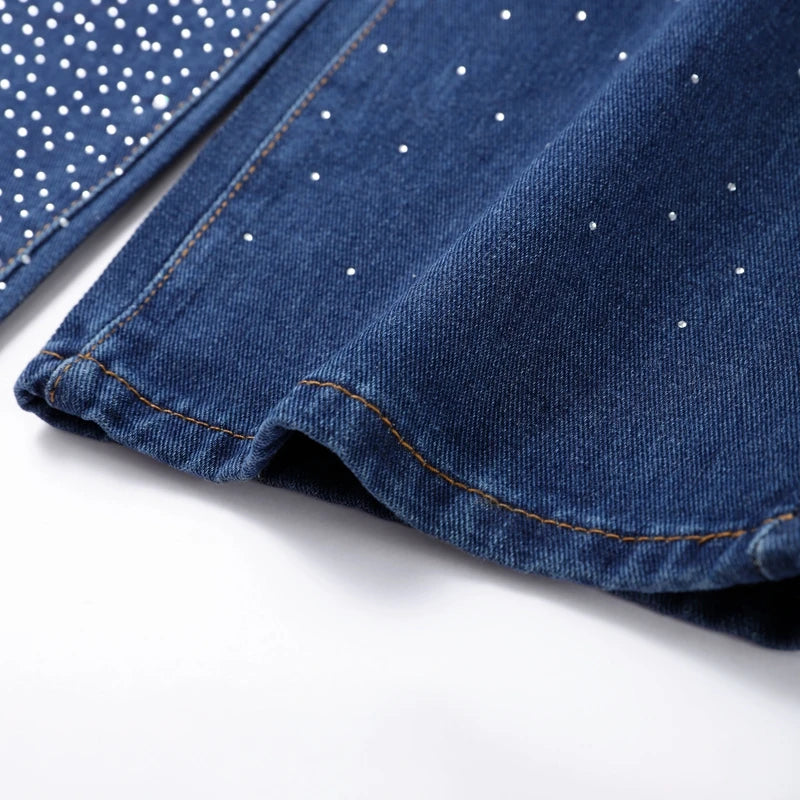 Casual Rhinestone Loose Harem Jeans