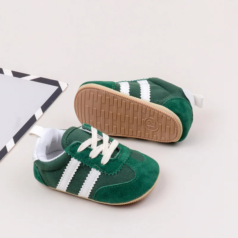 2 Striped soft soled baby girls shoes 0-18M