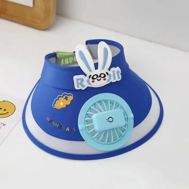 Rabbit Ear Empty Top Fan Hat USB Rechargeable