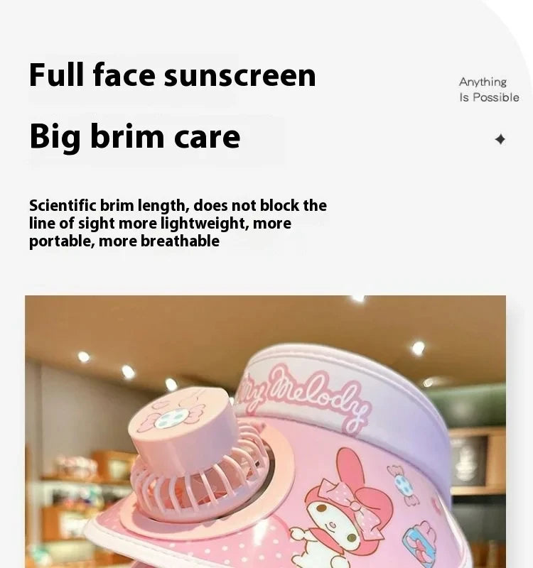 Kids Sun Protection Cooling Hat With chargeable Fan