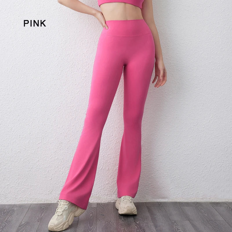 Peach flared yoga pants