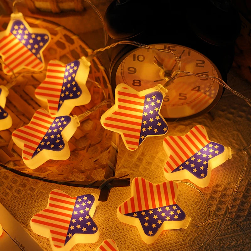 USA Flag Patriotic LED String Lights