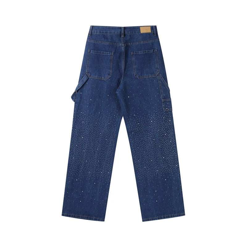 Casual Rhinestone Loose Harem Jeans
