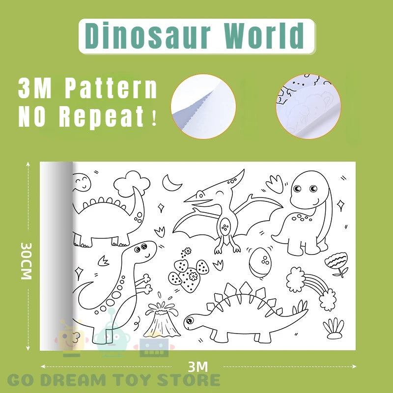 DIY Sticky Drawing Roll Color Filling Paper Educational Toys For Children