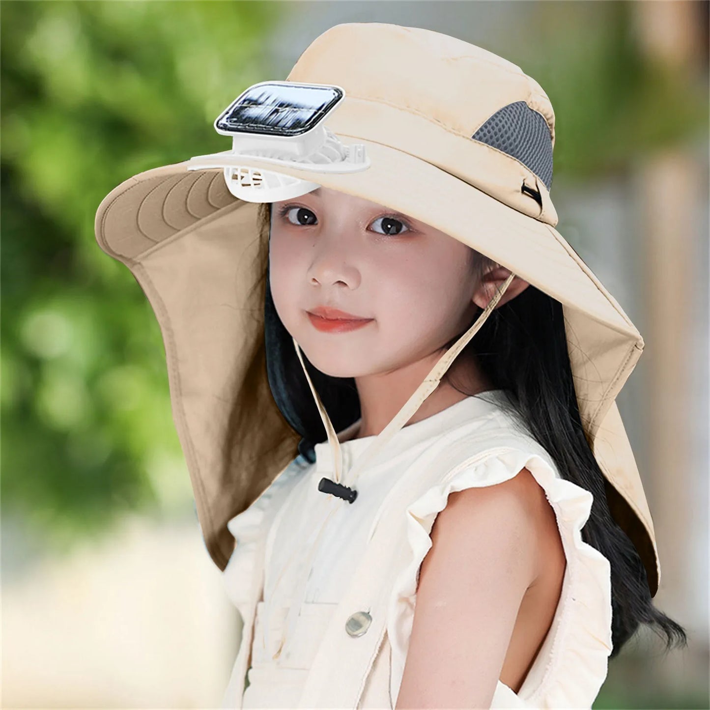UV Protection Kids Solar/USB Charging Fan Hat For Outdoor activity