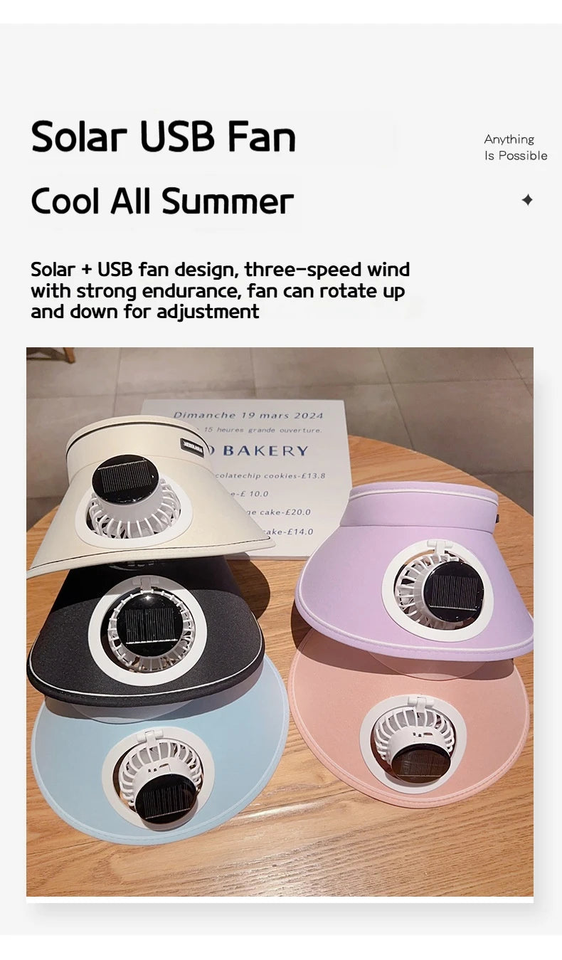 Children's Sun Protection Fan Hat Solar/USB