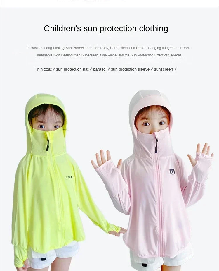 Kids UV Resistant Ice Silk Sun Protection Hoodie