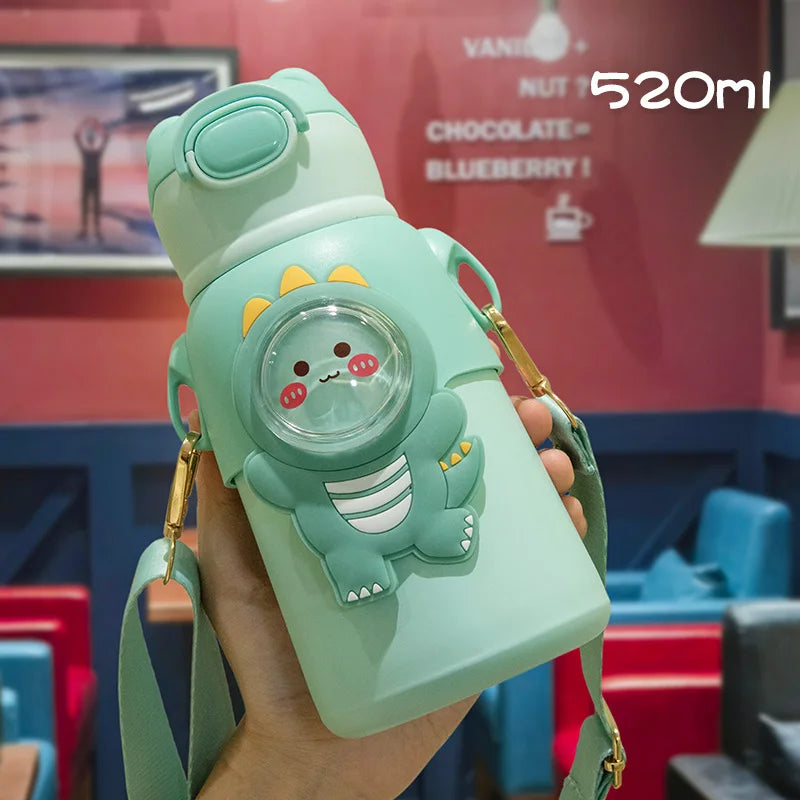 Cute Stainless Steel Leak-Proof Water Bottle With Straw